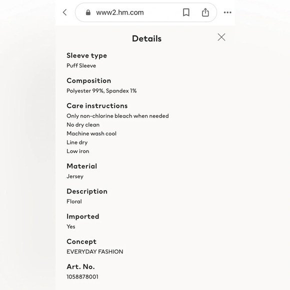 H&M Smocked Dress in Light Beige Small‎ Flowers - Picture 10 of 10